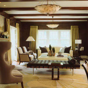 Updated Tudor modern Living Room &#8\2\1\1; The dark walls draw you in to this comfortable living room.