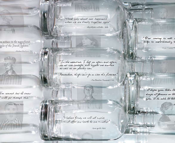  Holocaust Memorial: \100,000 solid glass bottles cast from recycled glass, etched with the words and faces of survivors and bound together in an innovative post tension design, rise out of the sand on the shores of the Atlantic as a glimmering beacon of hope and testament to human resilience in the face of atrocity