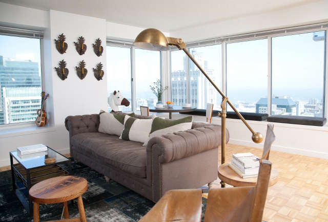  San Francisco Penthouse: This downtown penthouse is kind of the ultimate SF bachelor pad. The owner had no furniture so we got to start completely from scratch. The custom art in this space is really exciting, especially the eye-catching mural on his bedroom wall.