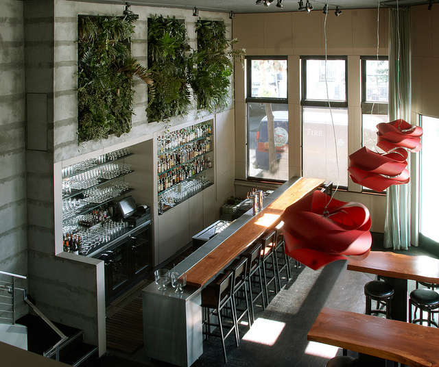  Vertical gardens at Maven: Designed by Daniel Nolan, vertical gardens at a gourmet tavern in San Francisco&#8\2\17;s Lower Haight leave a verdant impression.