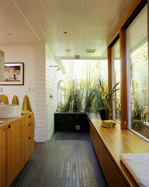  Belvedere shower: A glass enclosed shower is like stepping outside. Photo: Todd Hido