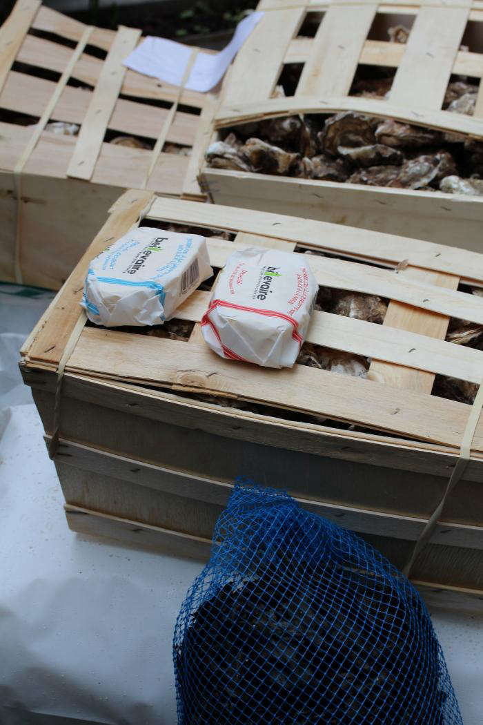 Crates of oysters from Normandy.