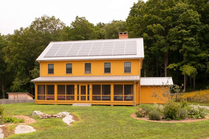 Solar panels on a new farmhouse in Connecticut by Remodelista Architect and Designer Directory member Rafe Churchill. For more, see The Architect Is In: The New Connecticut Farm, Sustainable Edition.