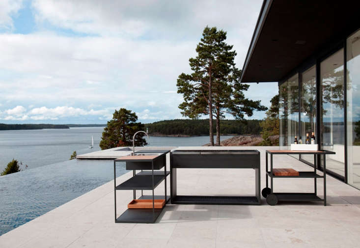  Designed by Swedish interior architects for Röshults, the Garden Outdoor Kitchen is meant to accompany one of their outdoor grills and can be situated anywhere. See \10 Easy Pieces: Outdoor Kitchen Workstations on Gardenista for similar picks.