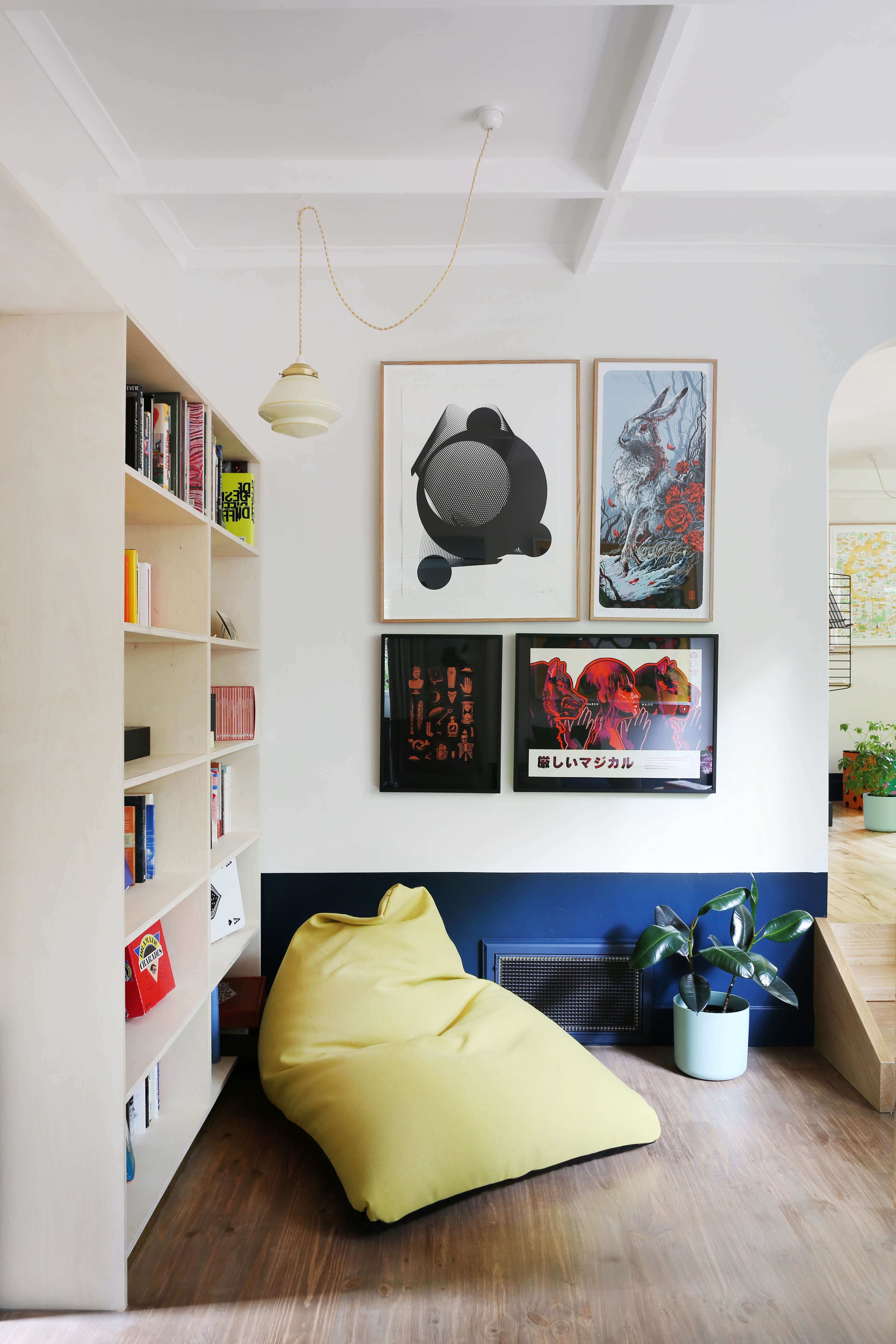 Guest library at Jackie Winter Gardens, a guesthouse and artist residency outside Melbourne, Australia, designed by Searah Trotter of Hearth; Rhiannon Taylor photo| Remodelista
