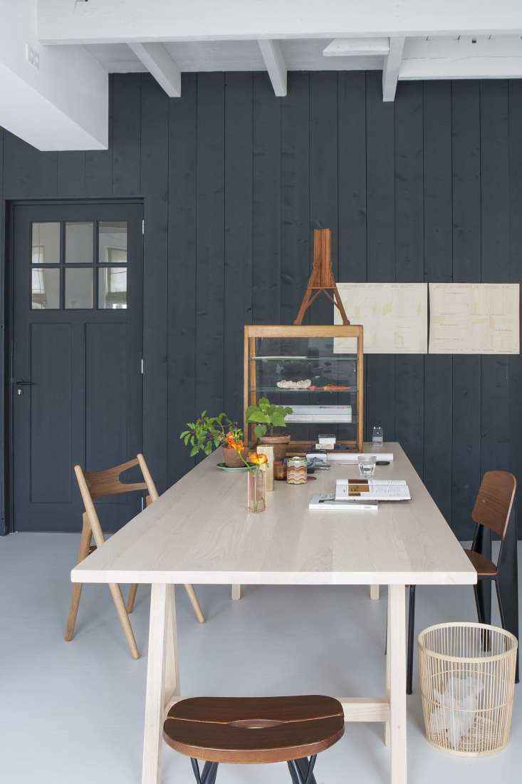 Dining/work table by Dutch interior designer Christen Starkenburg of Interieur-Plus at Jan de Jong, her family's design shop in Friesland, the Netherlands | Remodelista