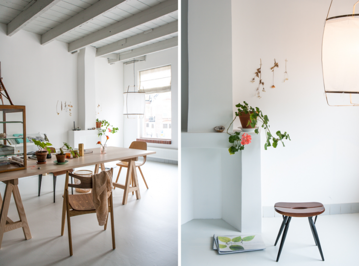 The working studio of Dutch interior designer Christen Starkenburg of Interieur-Plus at Jan de Jong, her family's design shop in Friesland, the Netherlands | Remodelista