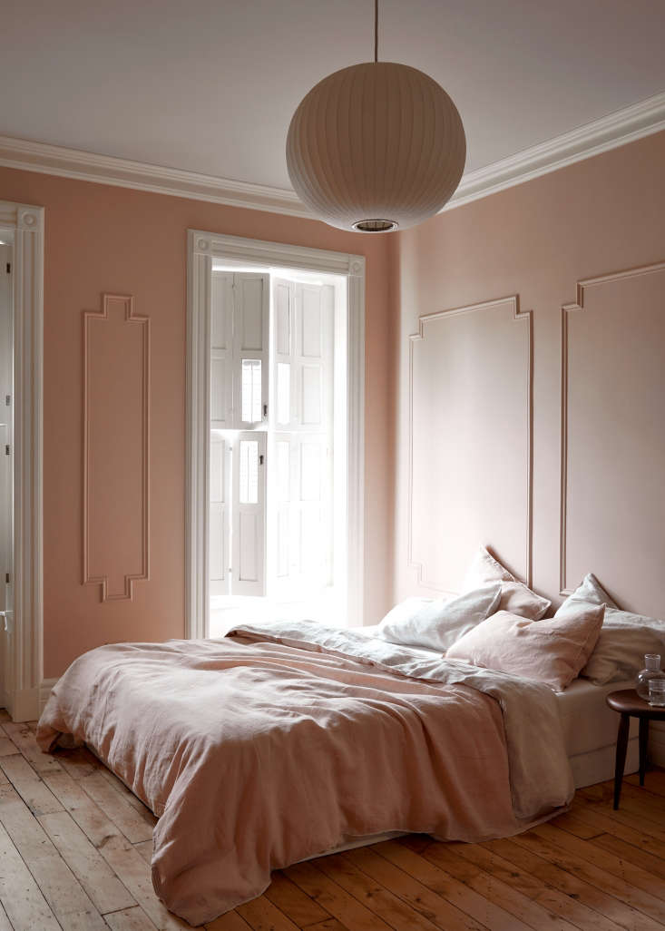 Pale pink bedroom in Brooklyn by architect Jess Thomas. Kate Sears photo.