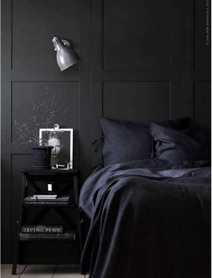 going dark: an all black bedroom by ikea. 9