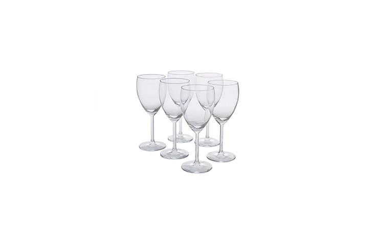 Ikea’s Svalka White Wine Glass is a quick fix for an impromptu party, priced at $4.99 for a pack of six. (Or, see 10 Easy Pieces: Space-Saving Stackable Drinking Glasses.)