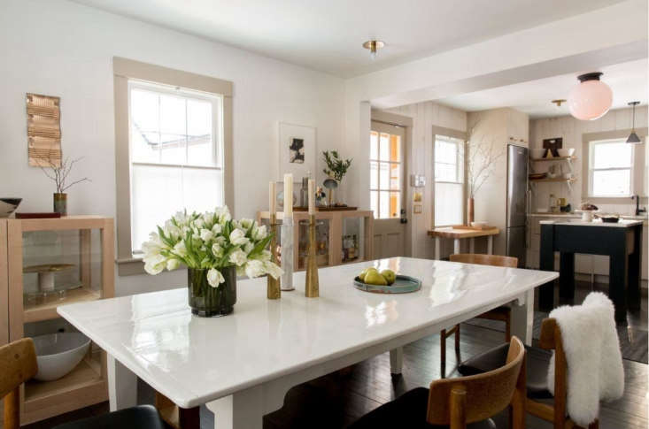 Dumais dining room and kitchen, Litchfield, CT. Allegra Anderson photo.