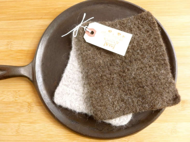 Felted wool scrubbing pads by Farm Fresh Fiber via Etsy