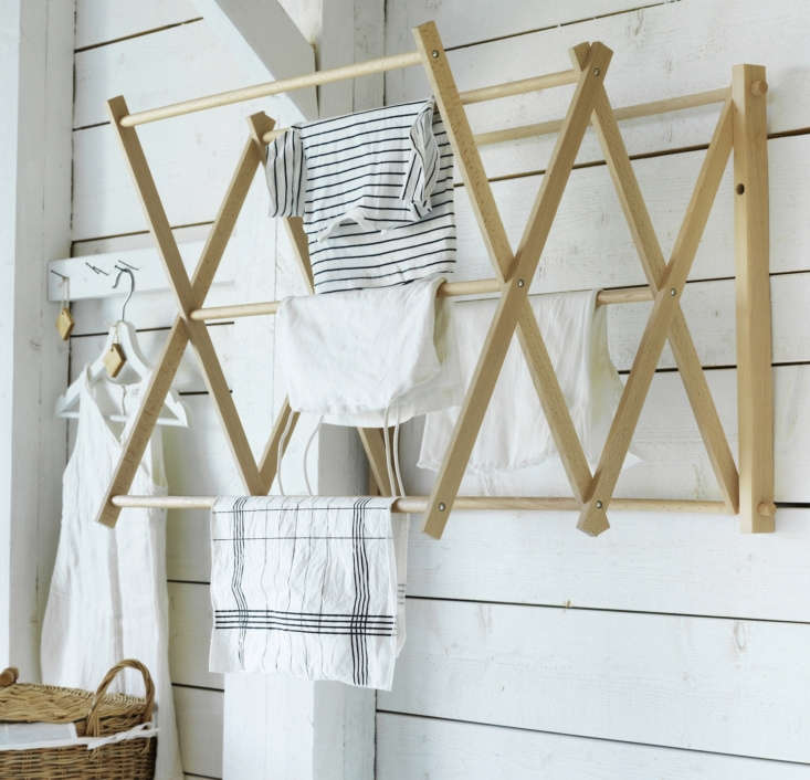 The Wall Drying Rack is $34.99 and the Laundry Basket is $39.99. Hanging on the bottom rung is a Cleaning Cloth from the collection ($5.99 for 2).