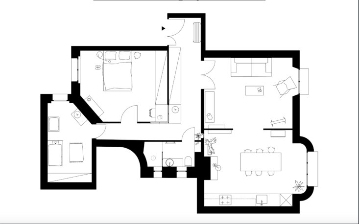Heju Studio, Paris, apartment remodel floor plan.