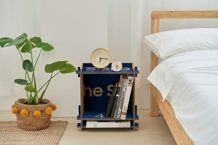 DIY cardboard bedside table from Samsung eco packaging: design via Dezeen's Out of the Box competition.