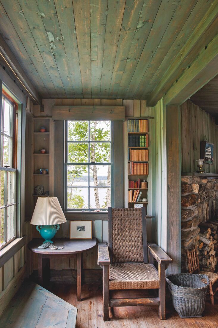 A lakefront home weathered on the outside and inside in tbe best Maine fashion. See Required Reading: A Glimpse Inside “The Maine House.&#8\2\2\1; Photograph by Maura McEvoy for The Maine House.