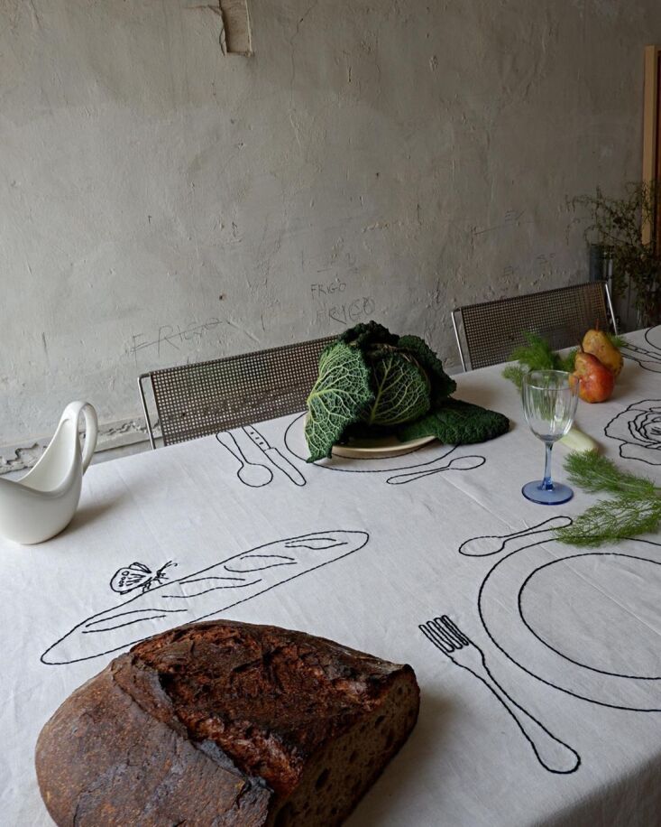 The Table du Potager, with cabbage and fennel fronds as decor.