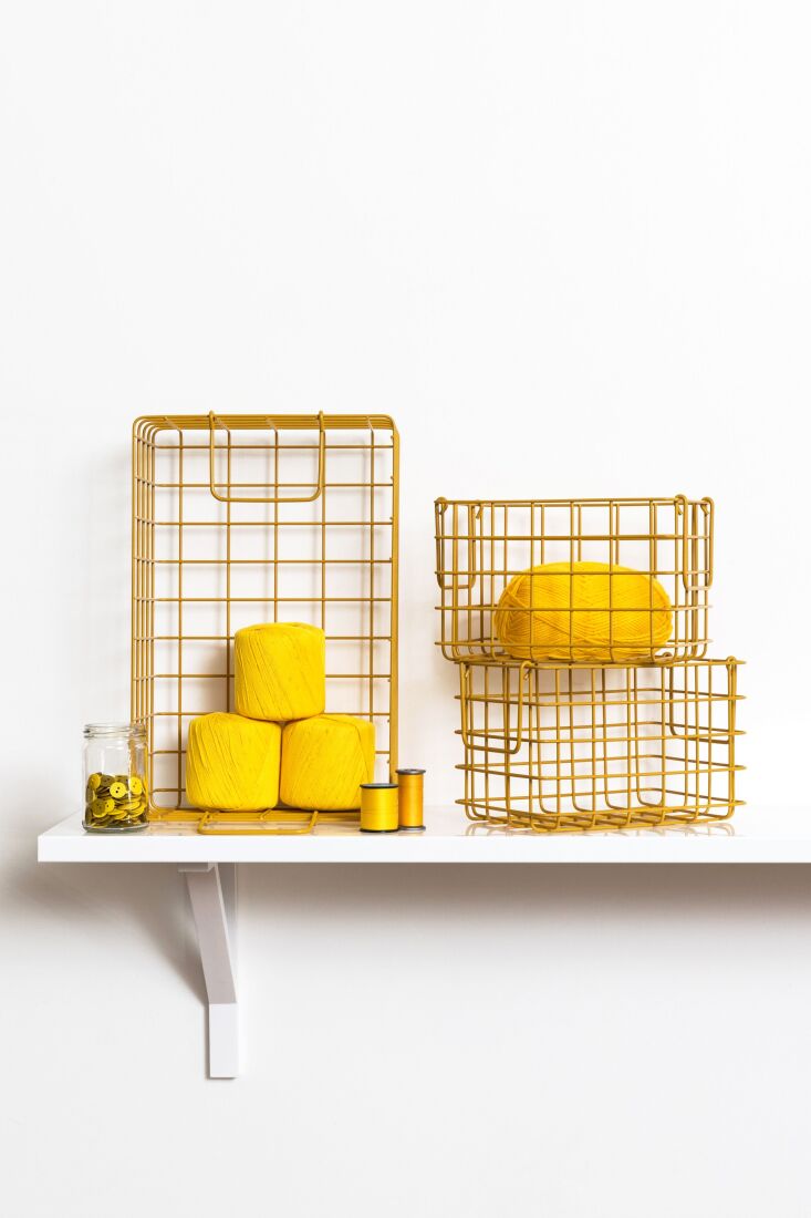 Wire storage baskets in yellow by Mustard