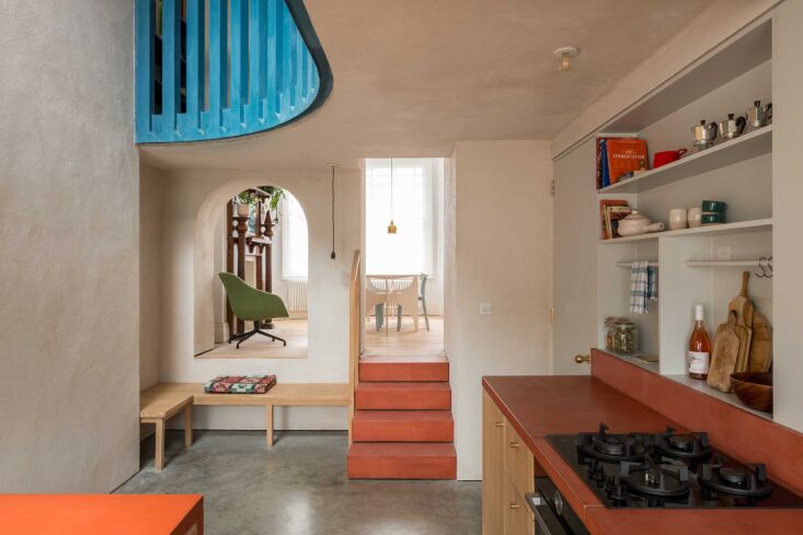 pigmented concrete kitchen, the house recast by studio ben allen, north london. 95