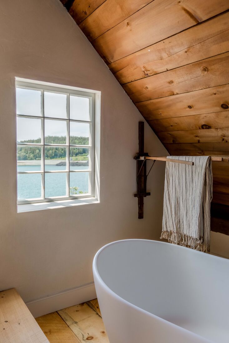 Bathroom in Coasters Chance Cottage in Maine by Moroe House Design, Photo by Erin McGinn