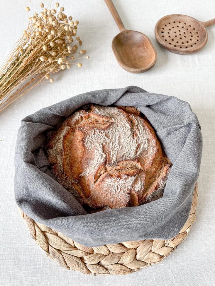 linen notes dark grey linen bread bag 8