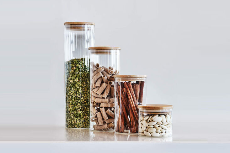 Round Glass Storage Containers with Bamboo Lids from Crate and Barrel