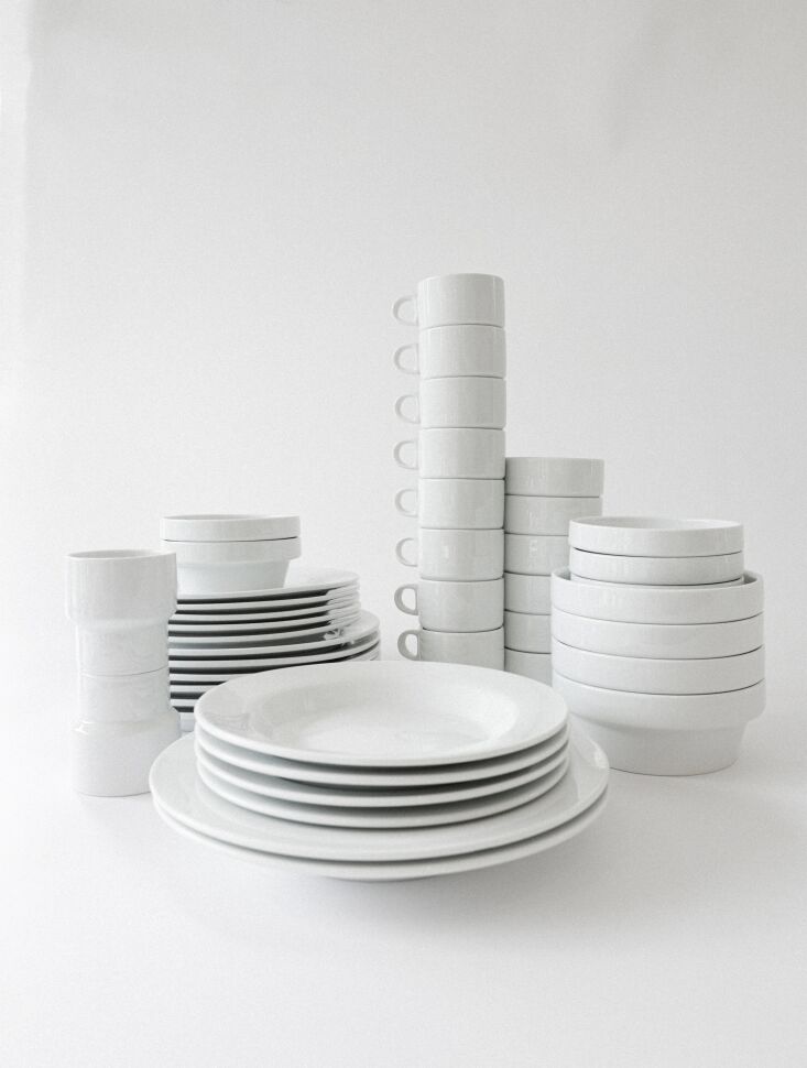 Designed by Hans (Nick) Roericht in 1959 as his thesis project at the HfG School of Design in Ulm, Germany, the collection was added to the permanent collection of the MoMA in New York and became the tableware used in the museum cafeteria. Vintage pieces can be found on Etsy and eBay.