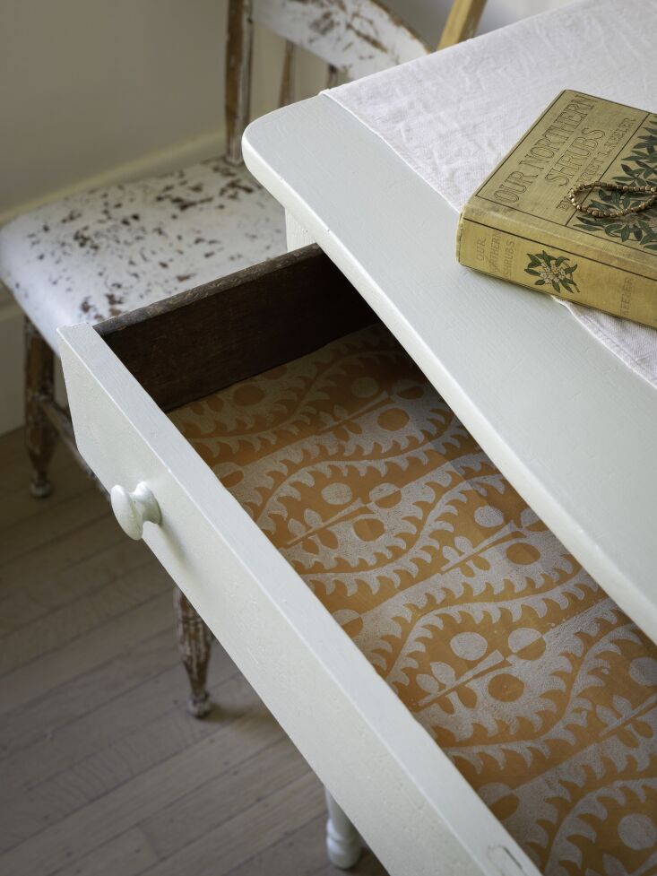 Wallpaper-Lined Drawer from Remodelista The Low Impact Home, Photograph by Justine Hand