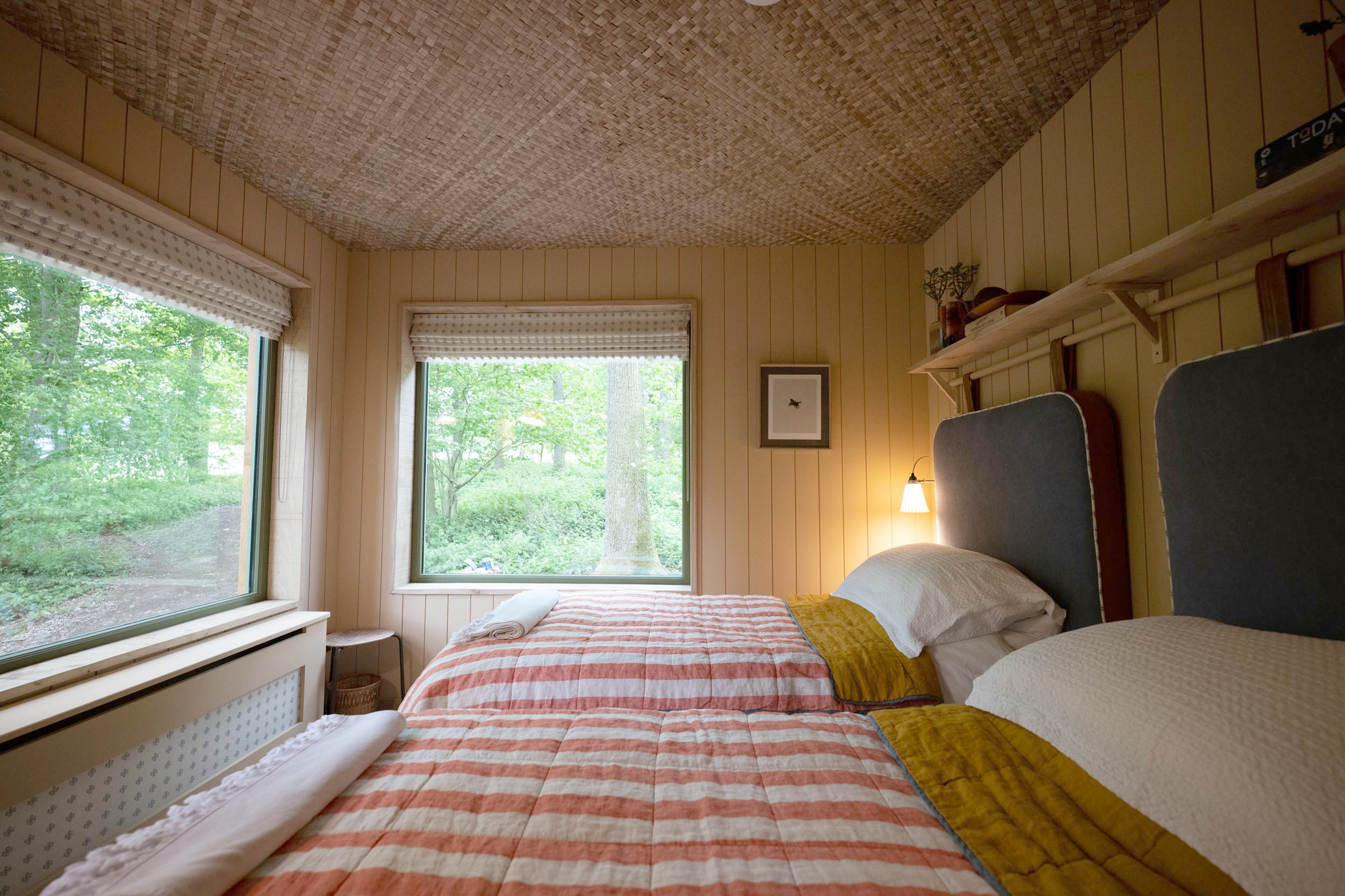Small bedroom, The Quist, a tree cabin rental in Herefordshire, England. Luke Atkinson photo.