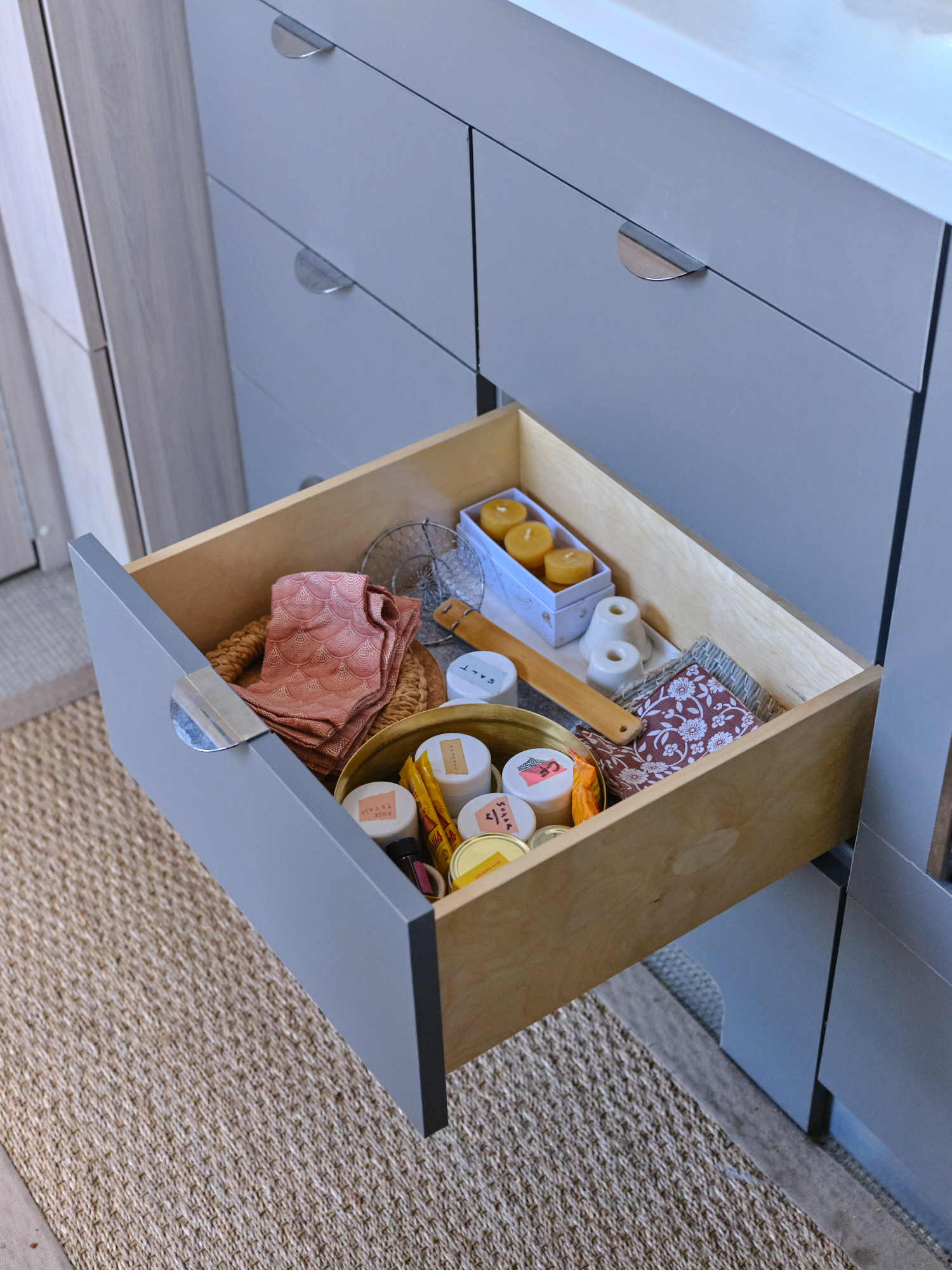 Heidi Swanson's Airstream kitchen supplies drawer.