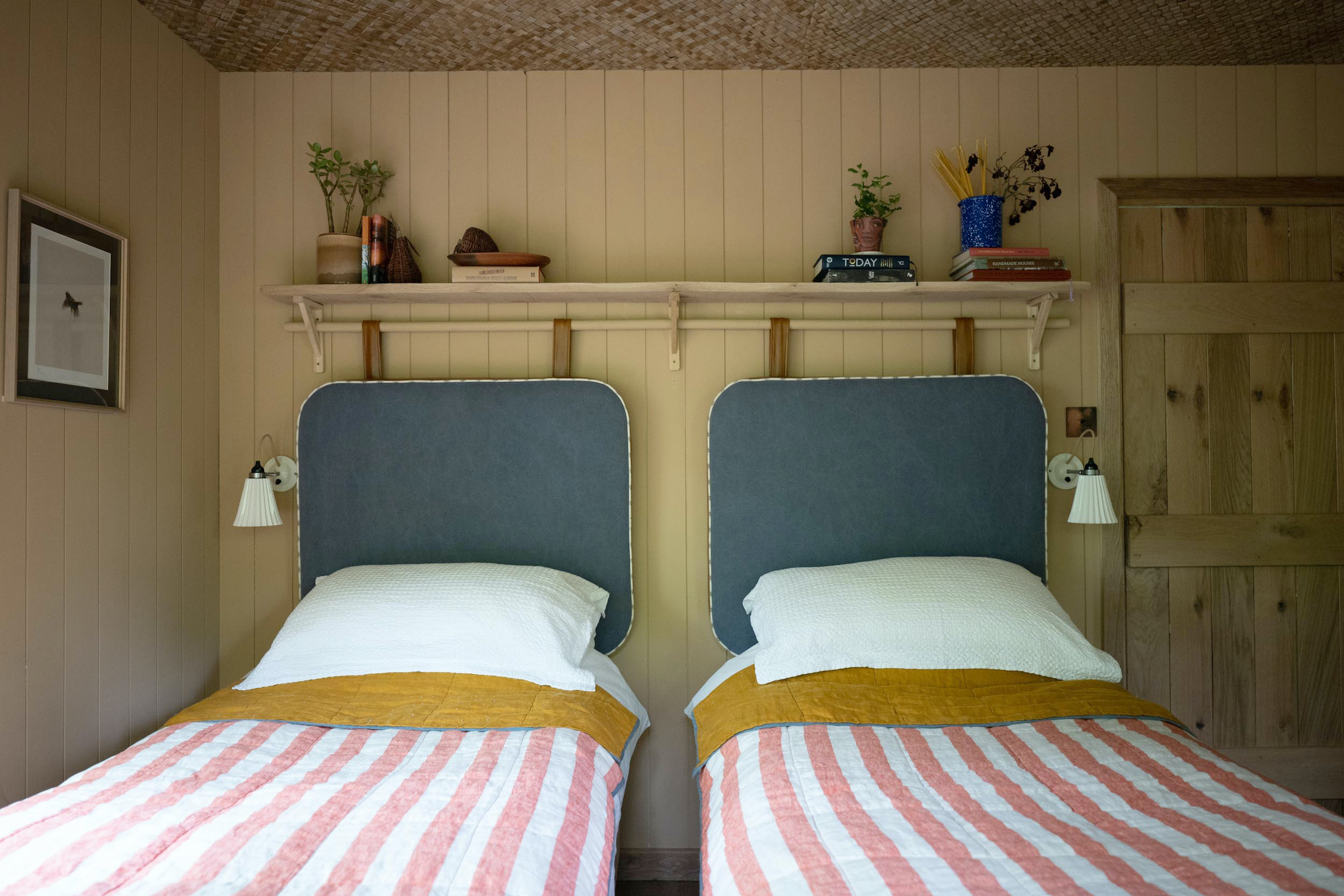 The Quist small bedroom twin beds with sliding headboard. Luke Atkinson photo.