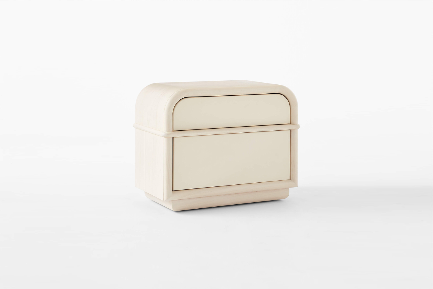 the lobos \2 drawer white wood nightstand is finished in ivory colored soft nap 25