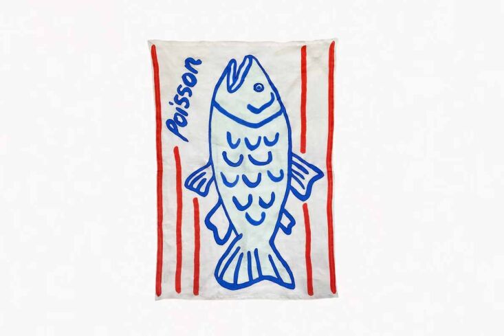 poisson embroidered tea towel from soleil 191