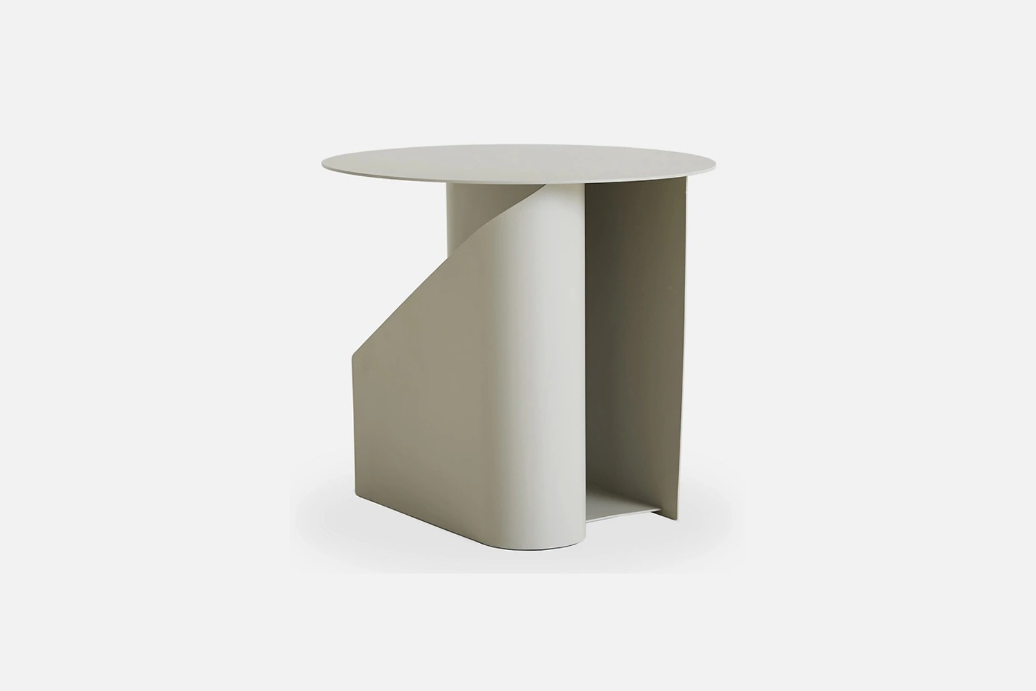 designed by woud, the sentrum side table in warm grey is \$599 at lumens. 21