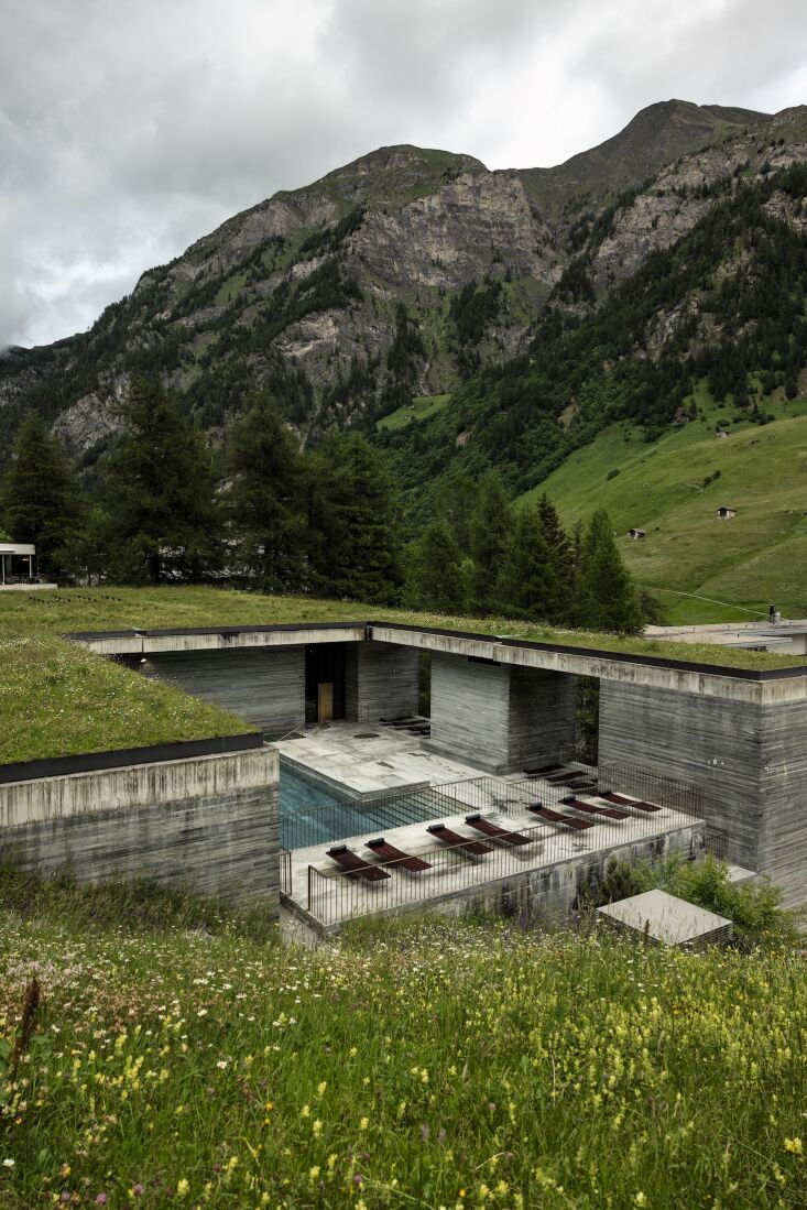 Therme Vals in Switzerland is &#8\2\20;an austere, brutalist shrine to hot water,&#8\2\2\1; Greta writes in the book, designed by the Swiss architect Peter Zumthor and built &#8\2\20;from sixty thousand slabs of granite from local quarries.&#8\2\2\1;