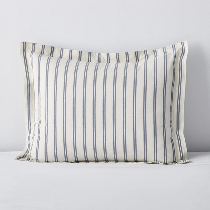 narrow stripe classic cool cotton percale sham in navy from the company store 98