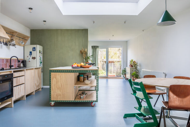 atelier dehaene plywood open kitchen with moveable island for rik and jannah in 13