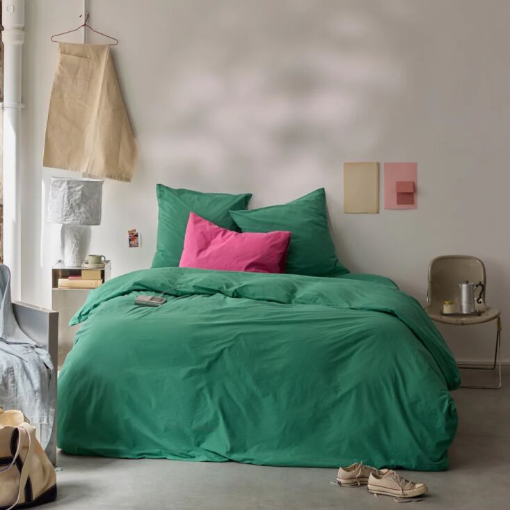 merci cotton percale duvet cover pixel green 20