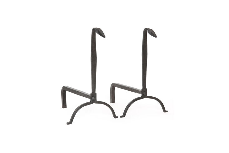 wrought iron stylized serpent andirons 9
