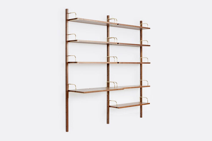 hart modular walnut double eight shelf with 36 inch desk from rejuvenation 8