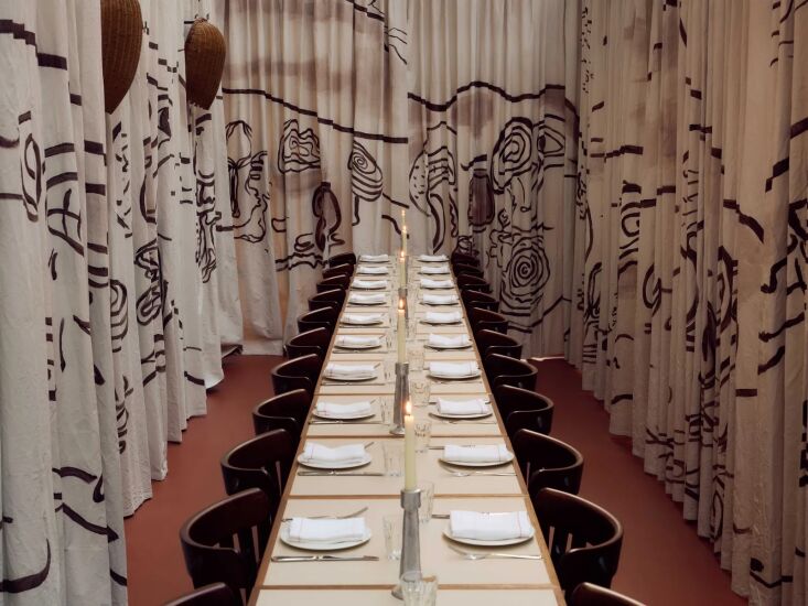 an extra long table ready for events. 26