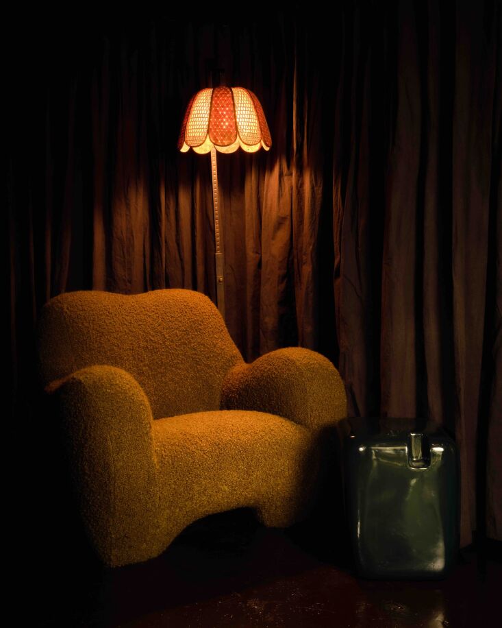 the lounge is equipped with two toogood designs: the gummy armchair and the cob 28