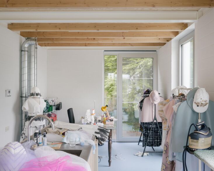 the room where eva maria stitches her designs. \2\20;i work with fabric  28