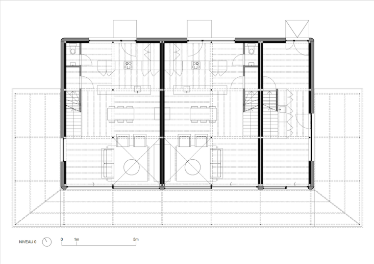 the ground floor. the divided structure is 5\25 square meters, with side by sid 30