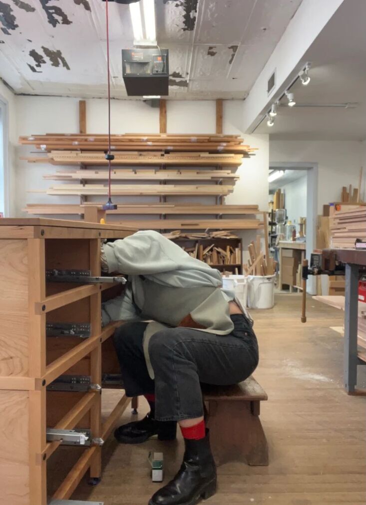 a self portrait by june of a cherry sideboard in progress. \2\20;my prac 30