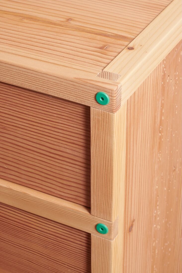 june turns exposed bolts into ornament. these are on a sideboard of reclaimed d 27