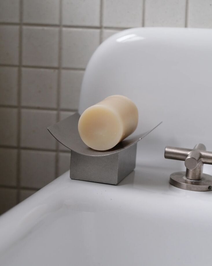 the stainless steel crescent soap dish, \$\105.00, is another in house design w 24