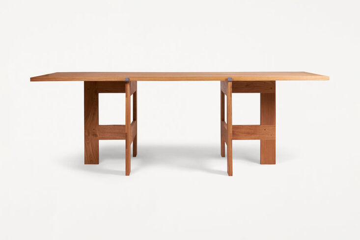 the frama farmhouse trestle table, shown in natural oak, is 3\1.5 inches wide ( 20
