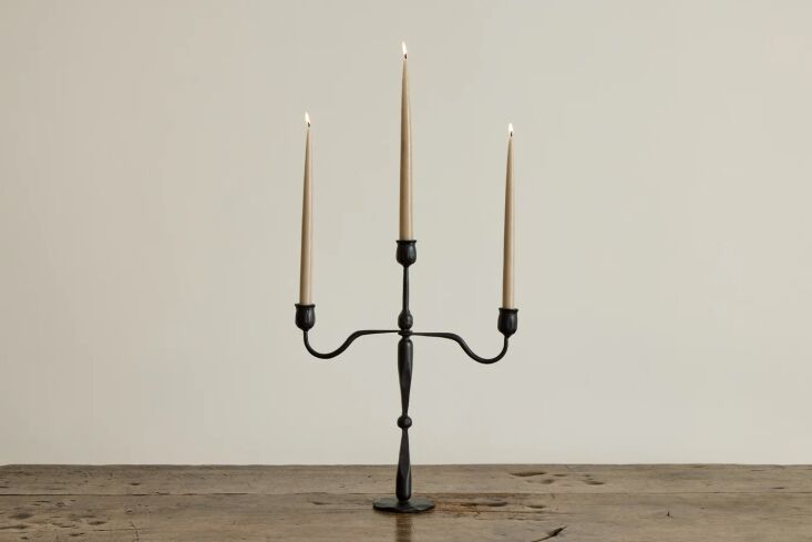from nickey kehoe, the more stately forged iron candelabra is \$80. 20