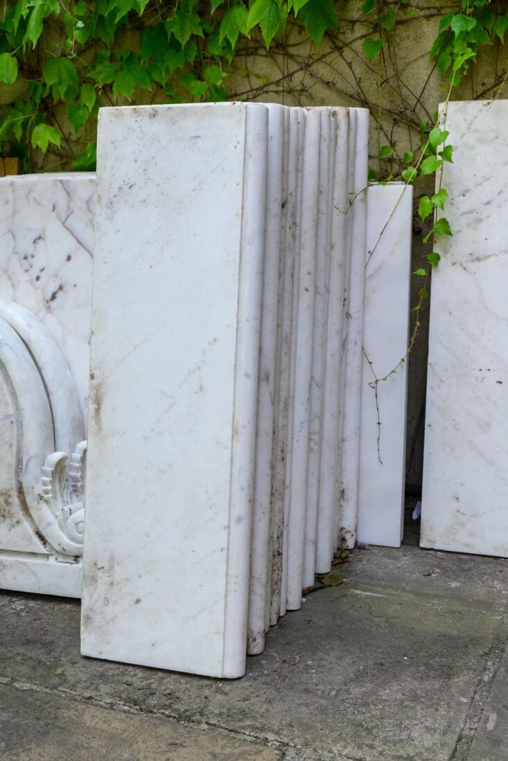 rescued marble stair treads with bullnose fronts and a fireplace mantelpiece on 17